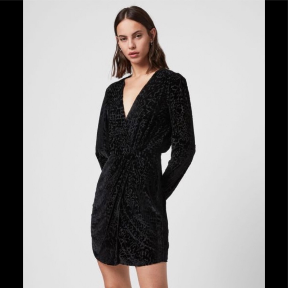 All Saints Size 6 Laney Burnout Faux Wrap Dress